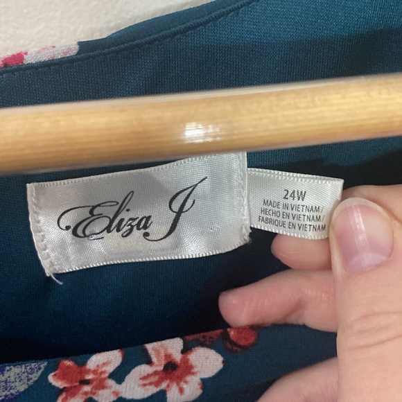 Eliza J matte jersey stretch knit floral print midi dress size 24W - Picture 11 of 13